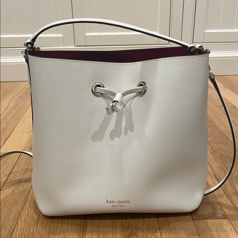 Kate Spade White Leather Bucket Bag